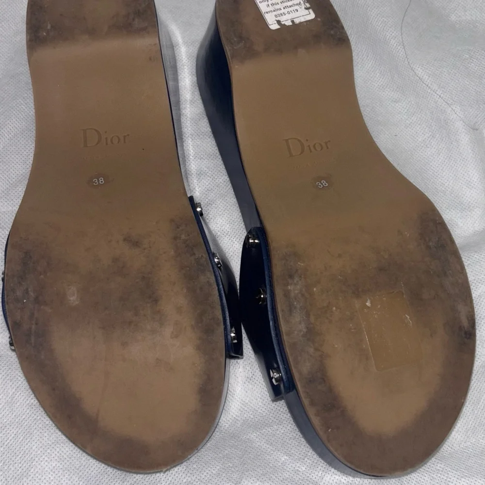 Dior Women's Navy Blue Mules with Silver Accents - Picture 2 of 5